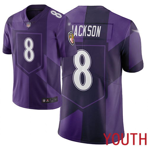 Baltimore Ravens Limited Purple Youth Lamar Jackson Jersey NFL Football #8 City Edition